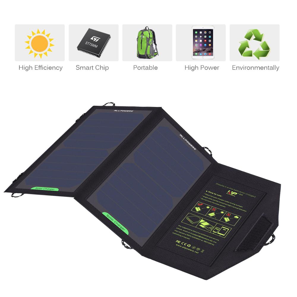 ALLPOWERS Solar Panel 10W 5V Solar Charger Portable Solar Battery Chargers Charging for Phone for Hiking  Camping Outdoors