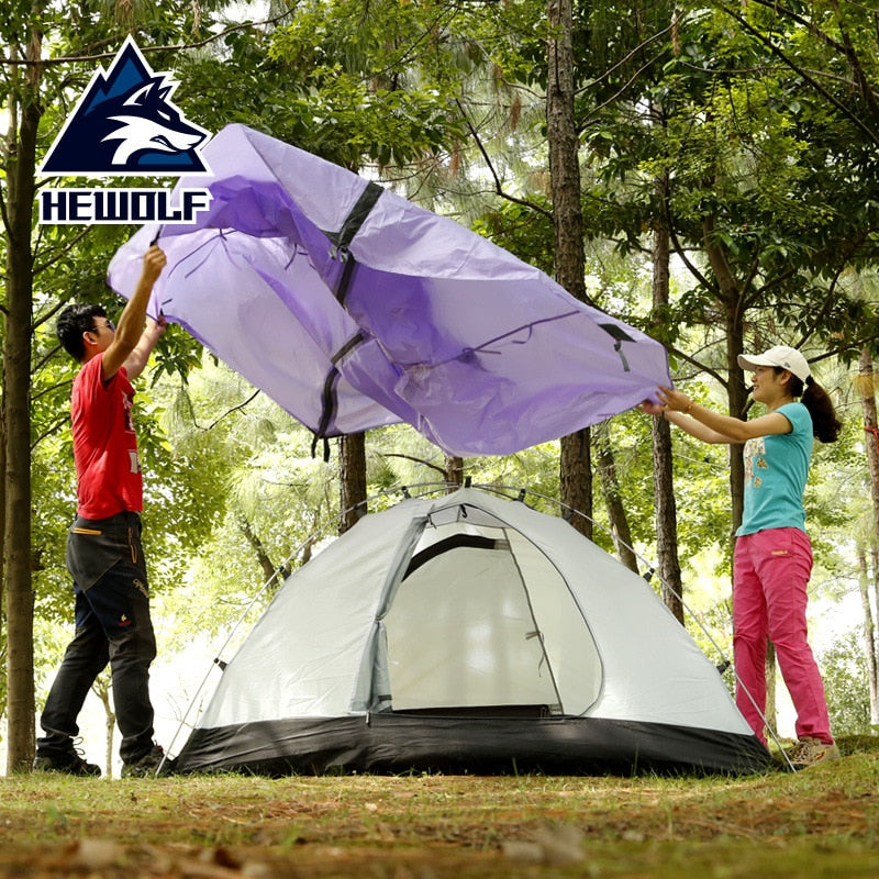 Hewolf 1595 Outdoor Double Layer Ultralight Aluminum Pole Waterproof Windproof Camping Tent 2.51KG Beach Barraca