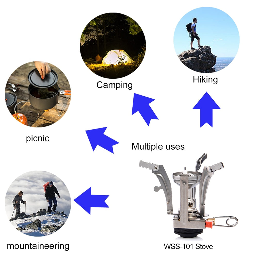 Portable folding outdoor stove cookware gas burner camping stove for hiking picnic BBQ gas stove tank cooker furnace end