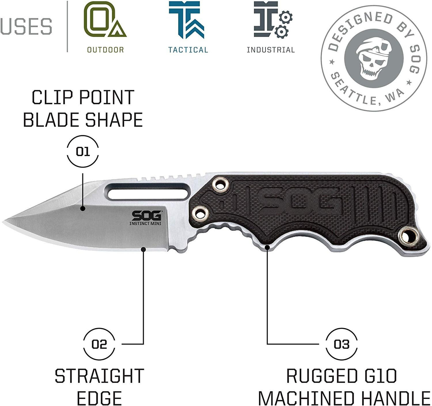 RU Stock SOG Edc Small Fixed Blade Chain Knives Instinct Mini 1.9 Inch Full Tang Belt Knife and Boot Tactical Gift Knife Sheath