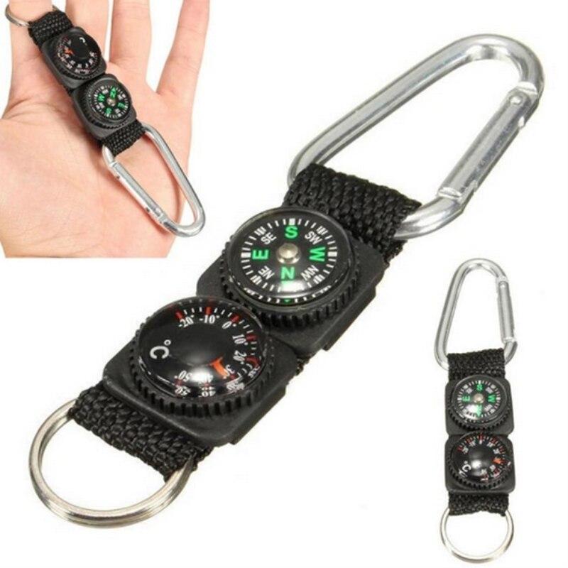 Camping Outdoor Tools Multi Compasses Pointer Mini Keychain Metal Climbing Thermometer Compass Key Hook Sports Accessories