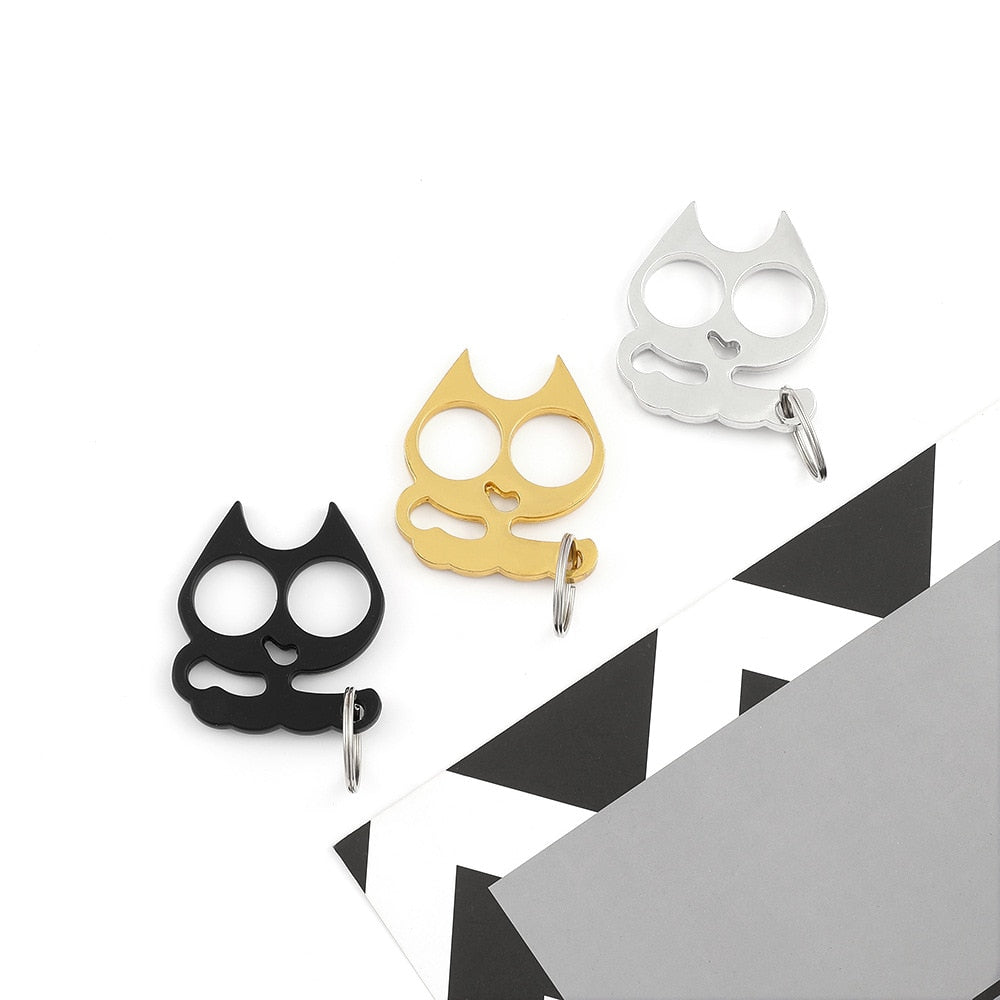 Keychain For Women Cartoon Cat Ear Keyring Student Bag Pendant Accessories Self-Defense Brass Knuckl Car Key Chain Couple Gifts