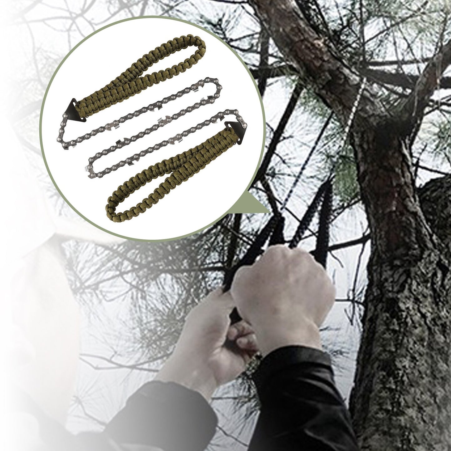 Pocket Chainsaw With Paracord Handle Outdoor Survival Gear Folding Chain Hand Saw Fast Wood & Tree Cutting Hand Chainsaw For