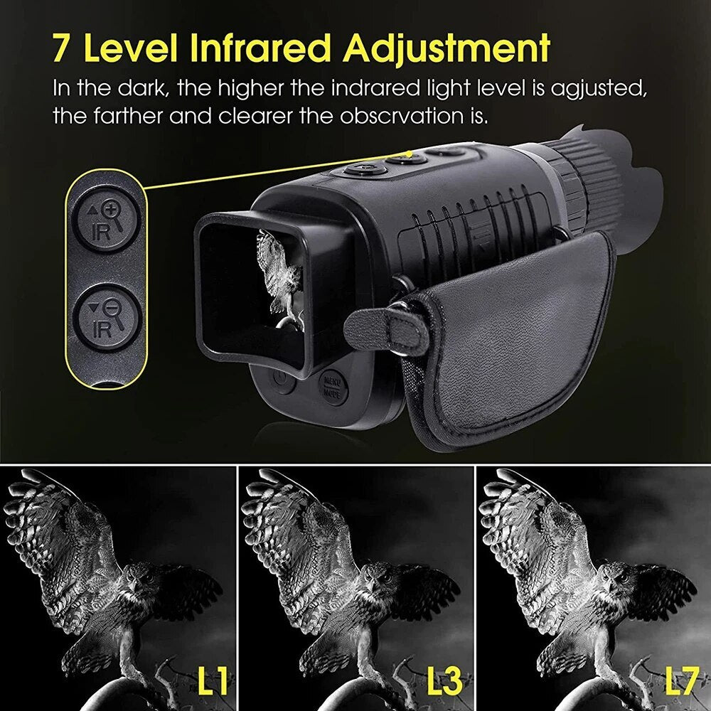 Monocular Night Vision Device 1080P HD Infrared Camera 5X Digital Light Zoom Hunting Telescope Outdoor Search Full Darkness 300m