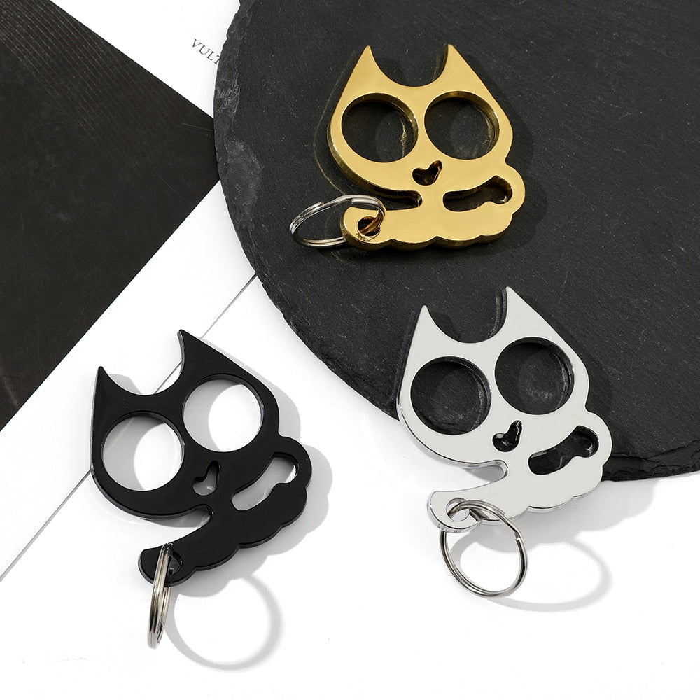 Keychain For Women Cartoon Cat Ear Keyring Student Bag Pendant Accessories Self-Defense Brass Knuckl Car Key Chain Couple Gifts