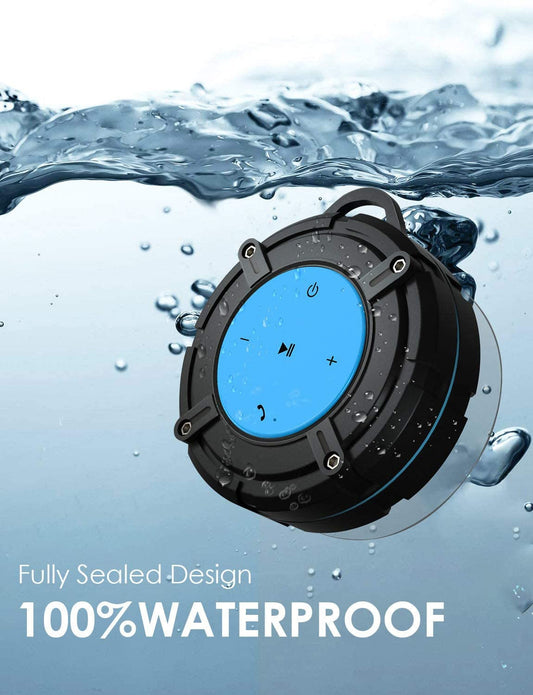 Shower Speaker Waterproof IPX7 Bluetooth Speaker with Suction Cup & Hook, 12H Playtime, Stereo Premium Portable Wireless Speaker