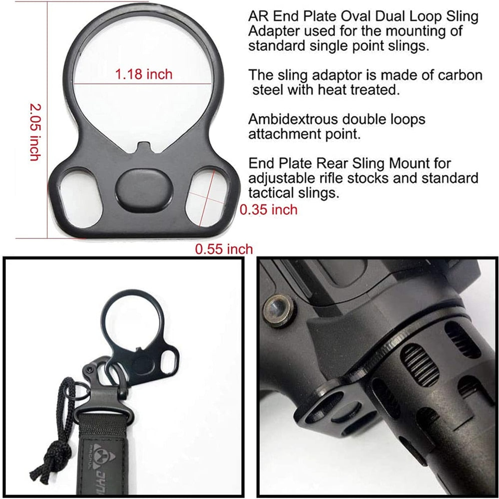 Tactical Rifle End Plate Sling Adapter Dual Loop Ambidextrous One Single Point Sling Mount For AR-15 M4 Hunting Gun Accessories